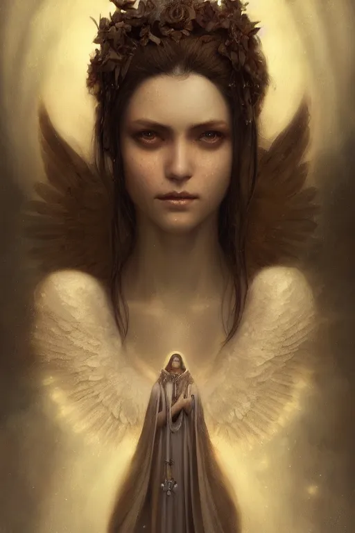 Image similar to A beautiful digital painting of a female Seraphim, intricate, cinematic lighting, highly detailed, digital painting, Artstation, concept art, smooth, sharp focus, illustration, art by Tom Bagshaw, Artgerm and Greg Rutkowski