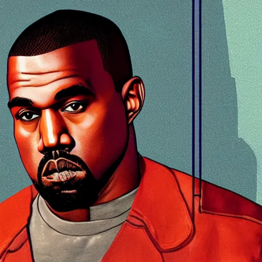 Image similar to kanye west in in gta v, cover art by stephen bliss, boxart, loading screen