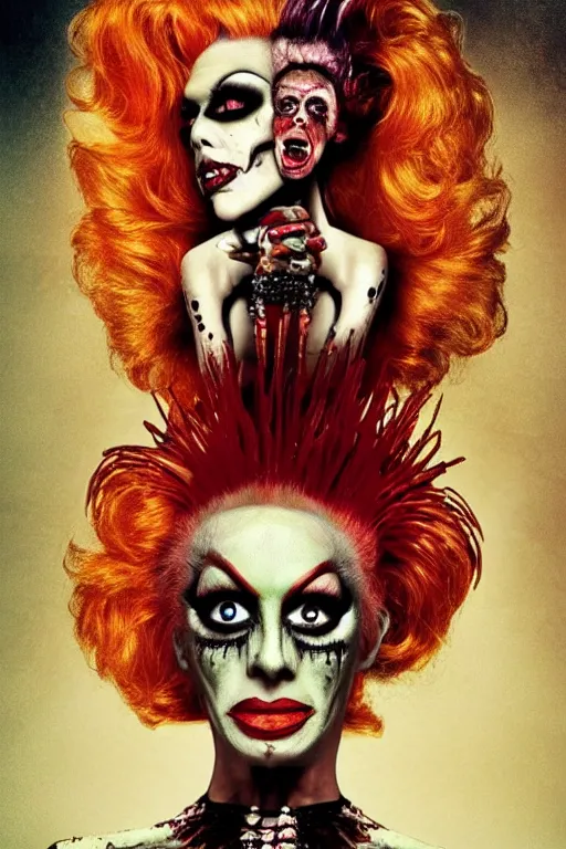 Prompt: drag queen monster zombie horror movie poster