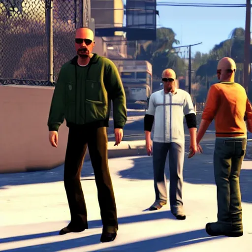 Image similar to walter white & jesse pinkman in grand theft auto v
