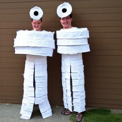 Image similar to creative costume made with toilet paper