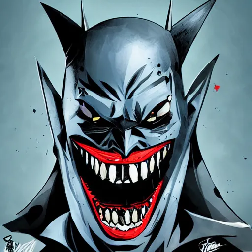 Image similar to the batman who laughs, comic strip style, dynamic lighting, fantasy concept art, trending on art station, stunning visuals, creative, cinematic, portrait, ultra detailed