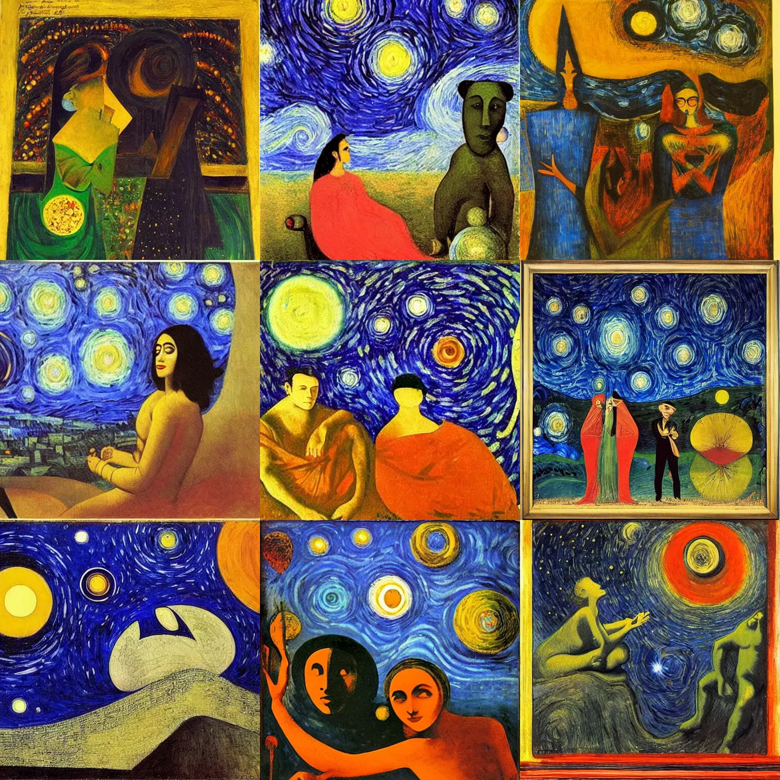 Prompt: The Starry Night by Max Ernst and Amrita Sher-Gil