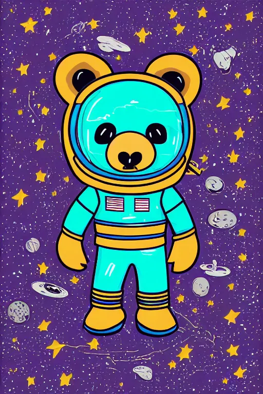 Image similar to A portrait of a bear as an astronaut on the moon, sticker, colorful, illustration, highly detailed, smooth and clean vector curves, no jagged lines, vector art, smooth