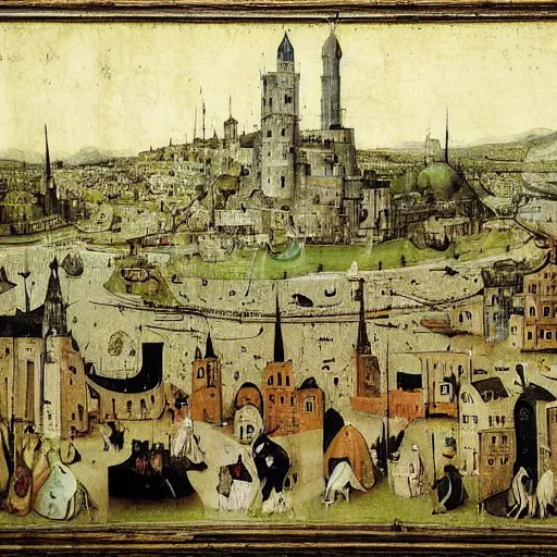 Image similar to zakho city by hieronymus bosch,