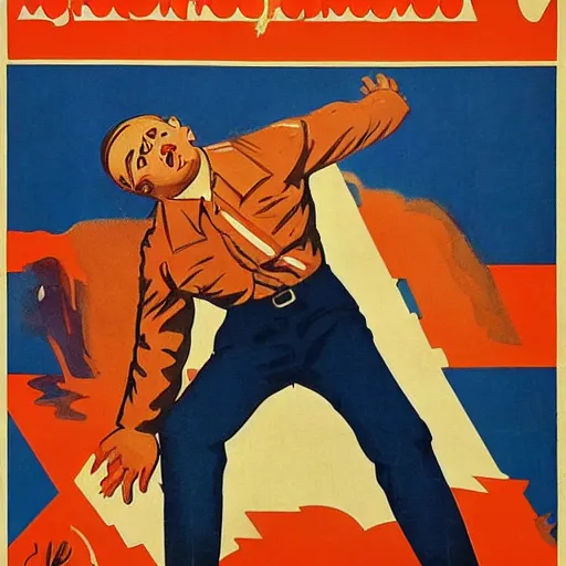 Prompt: soviet propaganda poster from the 1930's depicting the danger of having too much swag