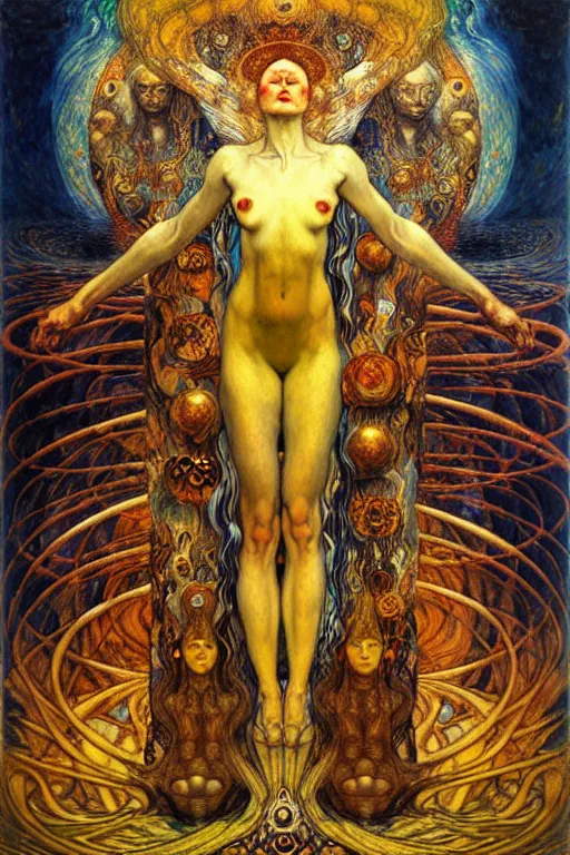 Image similar to Divine Chaos Engine by Karol Bak, Jean Delville, William Blake, Gustav Klimt, and Vincent Van Gogh, symbolist, visionary