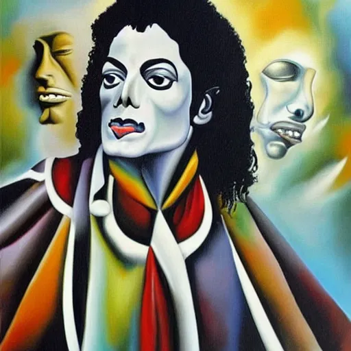 Image similar to salvador dali painting of michael jackson, oil painting, masterpiece