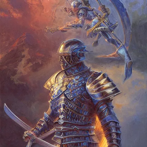 Image similar to A knight wielding the Moonlight Greatsword, art by Donato Giancola and James Gurney, digital art, trending on artstation