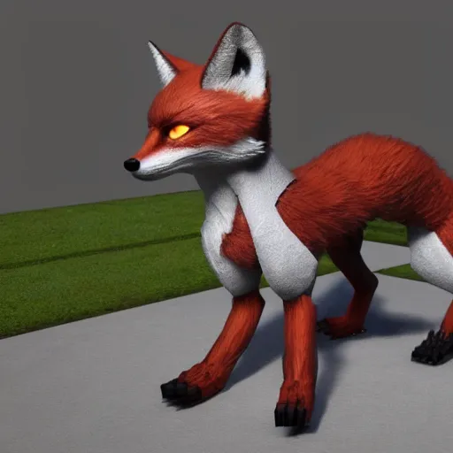 Image similar to a robotic fox, 3 d render, unreal engine