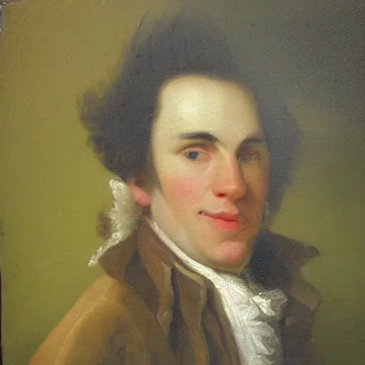 Image similar to An 18th century oil painting of Jerma985 in the mid-late 1700s, portrait of Jerma985, grainy, realistic, very realistic, hyperrealistic, highly detailed, very detailed, extremely detailed, very neat, very epic, very cool, detailed, trending on artstation