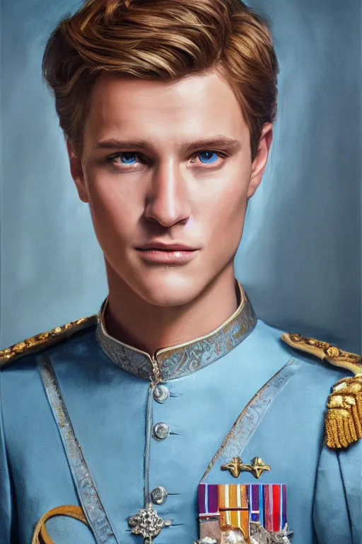 Prompt: daniel looks like prince charming, oil on canvas, intricate, portrait, 8 k highly professionally detailed, hdr, cgsociety