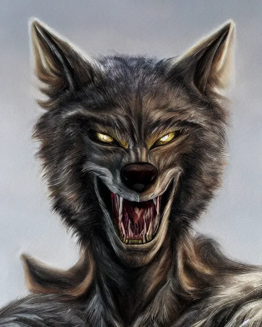 Image similar to werewolf concept designs by Rick Baker, highly detailed, Oil Painting, trending on artstation