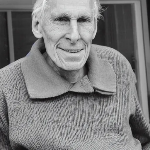 Image similar to A photograph of old Jerma985 in his eighties who looks like Jerma985 wearing a sweater in the 2010s, Jerma985, looks like Jerma985, taken in the late 2010s, taken on a 2010s Camera, realistic, hyperrealistic, very realistic, highly detailed, very detailed, extremely detailed, detailed, digital art, trending on artstation, headshot and bodyshot, detailed face, very detailed face