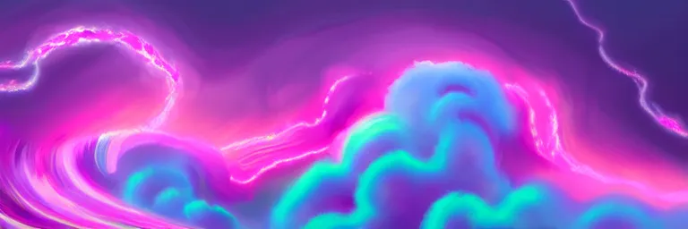 Prompt: graphic novel illustration of a swirling vortex of pink and purple clouds, cyan lightning, digital illustration, deviantArt, artstation, artstation HQ, HD, 4k resolution