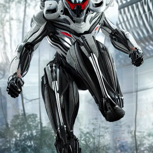 Prompt: the nanosuit from crysis 3 in ultra realistic detail, in white studio, typography annotations around the suit, ultra hd w - 1 0 2 4