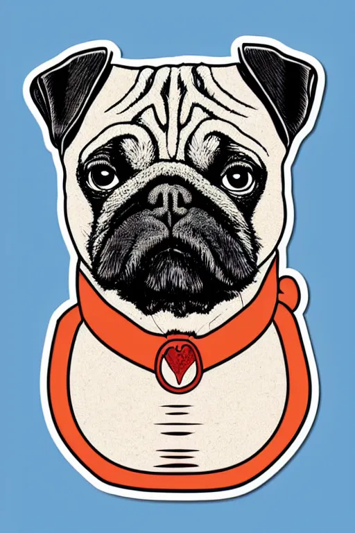 Image similar to Portrait of a pug as the pope, sticker, colorful, illustration, highly detailed, simple, smooth and clean vector curves, no jagged lines, vector art, smooth