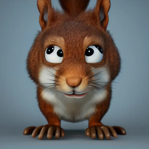 Prompt: pixar character, squirrel, 3d, octane render, character portrait