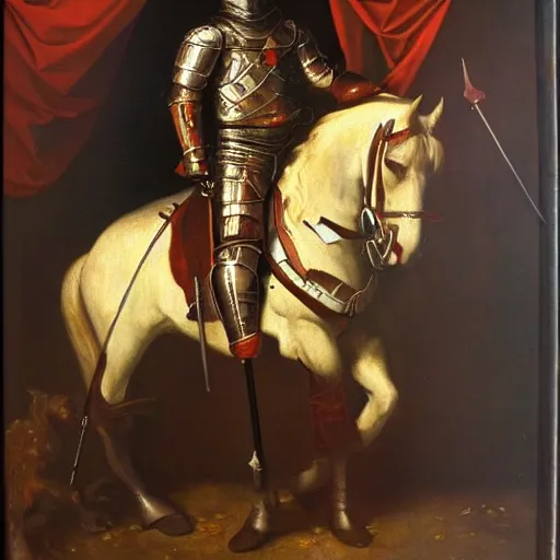 Image similar to Knight in armor,baroque painting,oil canvas,masterpiece