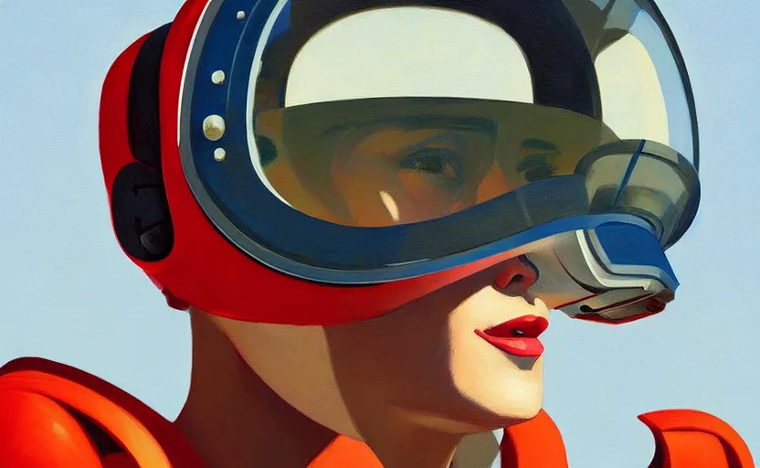 Image similar to Portrait of a woman engineer with helmet, very coherent, painted by Edward Hopper, painted by James Gilleard, airbrush, art by JamesJean