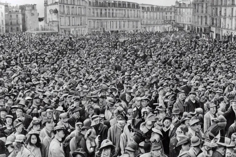 Prompt: Where's Waldo in 1940s france
