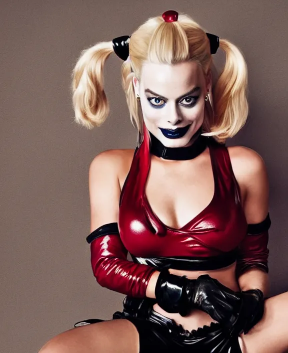 Image similar to margot robbie modeling as harley quinn, professional photograph