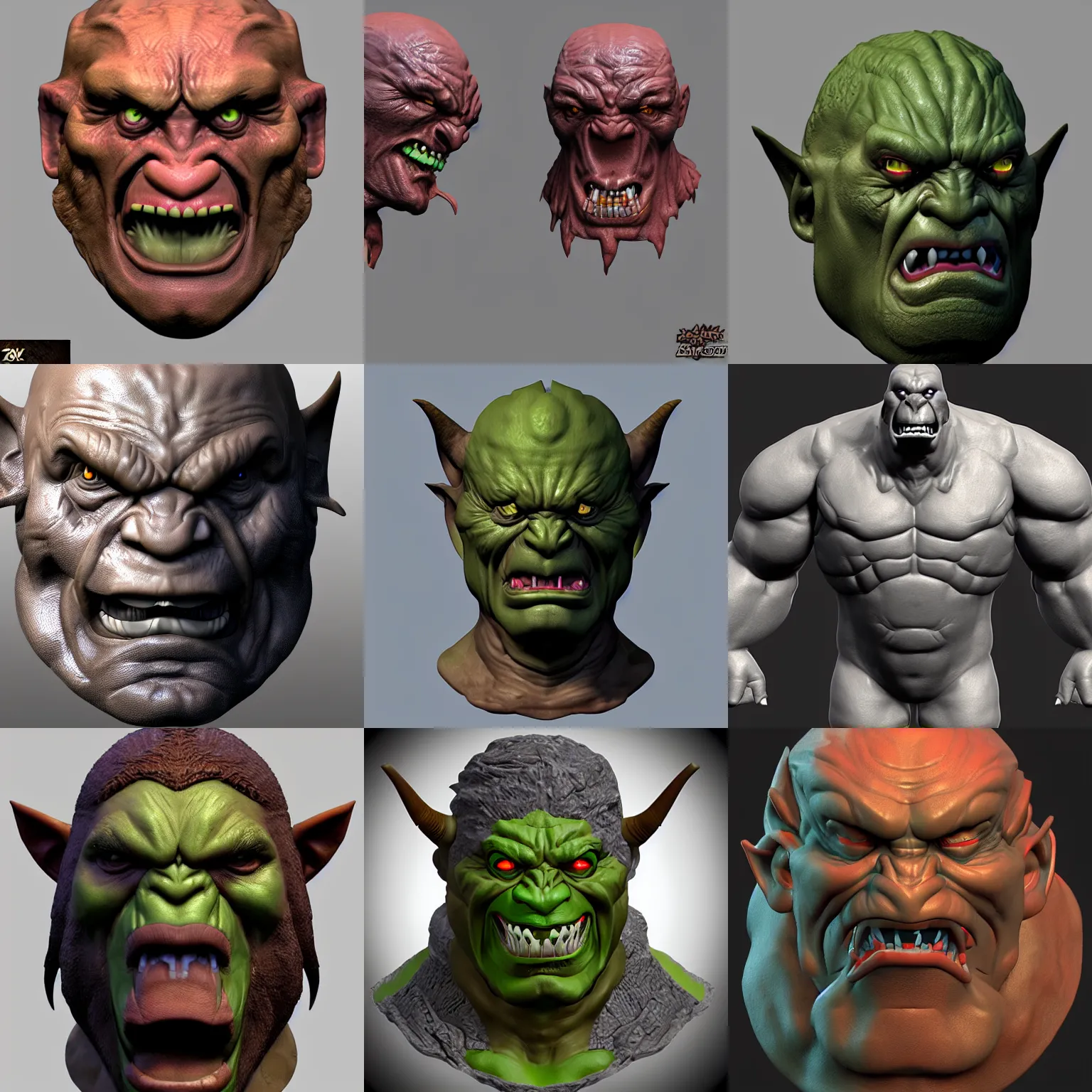 Prompt: zbrush sculpt of an angry orc