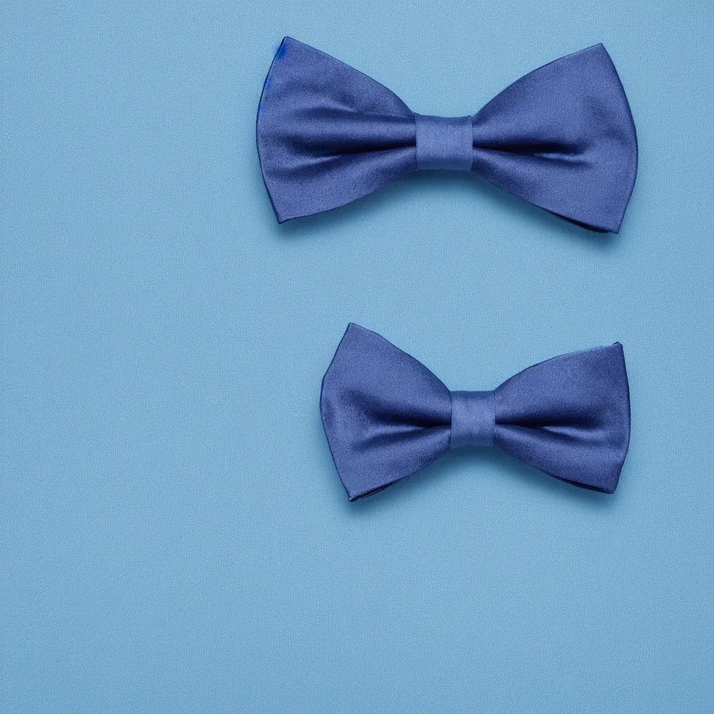 Prompt: close - up view of a bowtie on light blue background, 8 k, high detail, photorealistic, proper shading