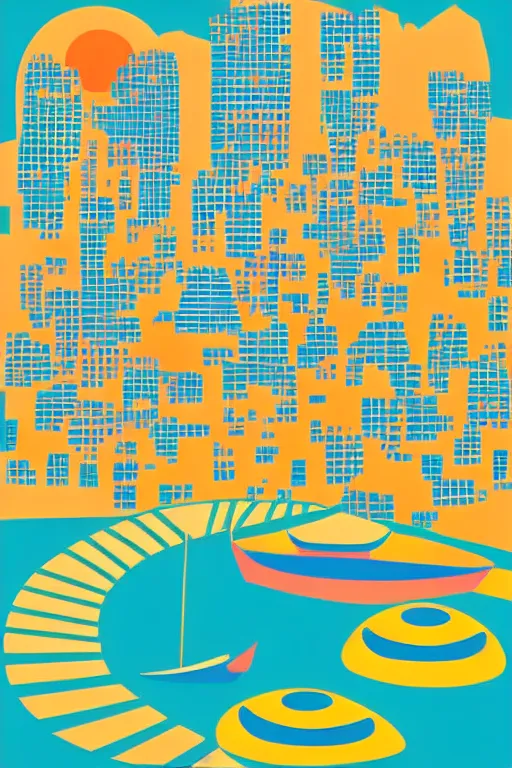 Image similar to minimalist boho style art of colorful rio de janeiro, illustration, vector art