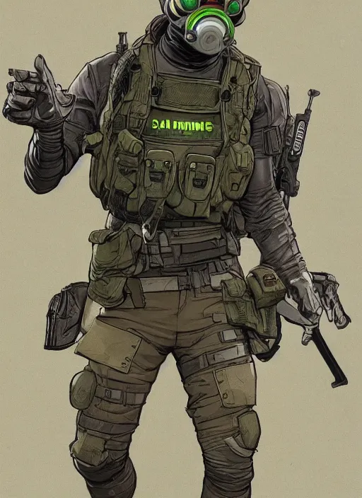 Image similar to apex legends sam fisher. concept art by james gurney and mœbius.