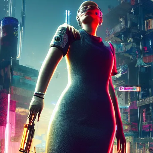 Image similar to an in-game screenshot of Adele in Cyberpunk 2077