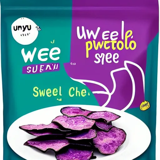 Prompt: purple sweet potato chips are crunchy and delicious. many say the taste of unyu sweet potato chips is very pronounced and light to consume. perfect for those who want to snack without feeling guilty because it's msg - free, low - calorie, gluten - free, and made using coconut oil.