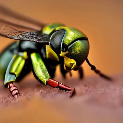 Prompt: Hirō Isono Style Alien Wasp Hornet HDR