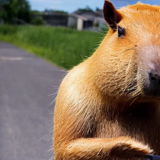 Image similar to photo of a capybara pointing a gun at you