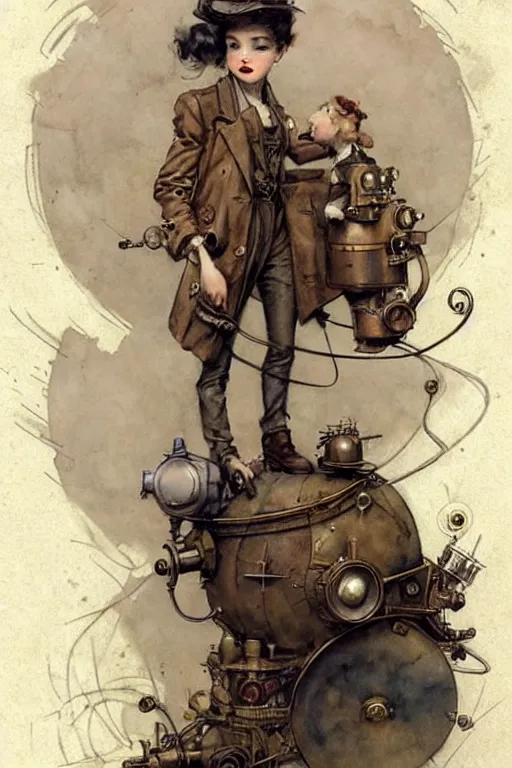Image similar to (((((1950s steampunk cover art . muted colors.))))) by Jean-Baptiste Monge !!!!!!!!!!!!!!!!!!!!!!!!!!!