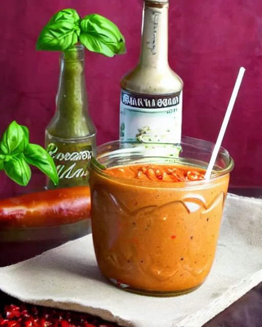 Prompt: a pasta sauce milkshake, cookbook photo