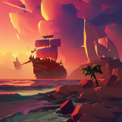 Image similar to painting treasure on sea of thieves game smooth median photoshop filter cutout vector, behance hd by jesper ejsing, by rhads, makoto shinkai and lois van baarle, ilya kuvshinov, rossdraws global illumination