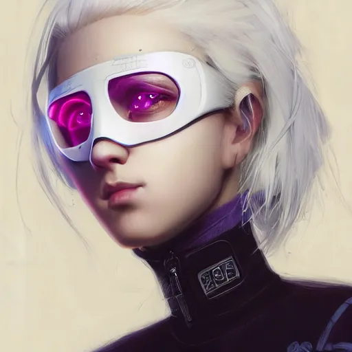 Prompt: ! dream very cool girl white hair girl with mask, streetwear, techwear, cyberpunk style outfit, full body, nose piercing, detailed portrait, intricate complexity, by greg rutkowski, cory loftis, artgerm, ross tran, conrad roset, takato yomamoto, ilya kuvshinov. 4 k, beautiful, cinematic dramatic atmosphere