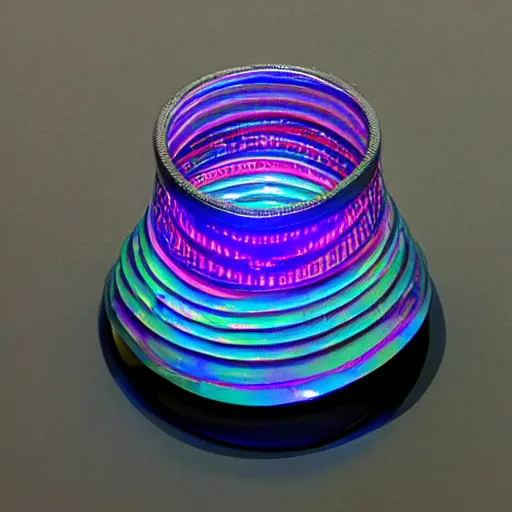 Image similar to scientific archival photography of a peculiar found object made of a unique matte, iridescent fabric material that bends light like a fresnel lens. the object is adorned with a machined silicon chip casing and an intricate detailing of quantum crystal circuits. the object has an inscription on the inner cuff.