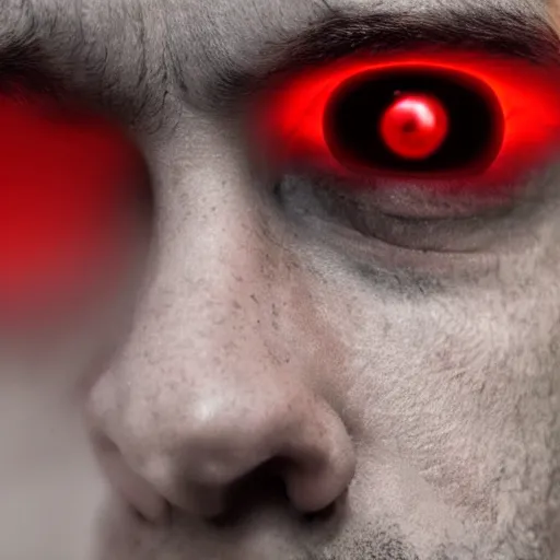 Image similar to a man with red glowing eyes