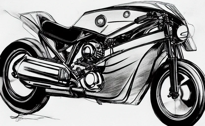 Image similar to 1 9 7 0 s yamaha sport motorcycle concept, sketch, art,