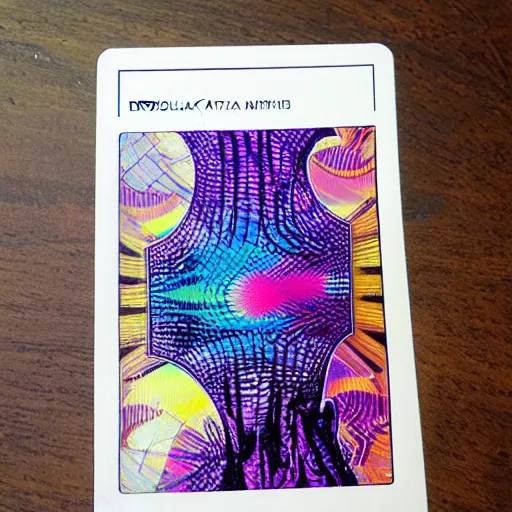 Image similar to datamosh fractalized tarot card sleeve