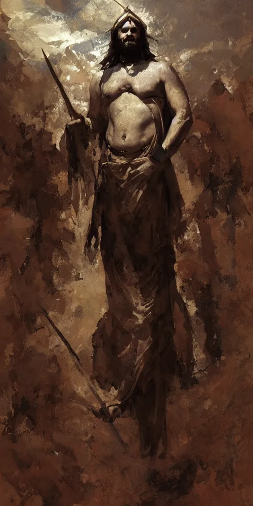 Image similar to a full body portrait of the ancient historical biblical evil pagan king ahab of Israel by craig mullins and marc simonetti, Ross Tran and WLOP, by Andrew Wyeth and Gerald Brom, In the style of John singer Sargent and James gurney, ARTSTATION, cgsociety, polycount, character design, CINEMATIC, AWE INSPIRING, BEAUTIFUL, ART GERM