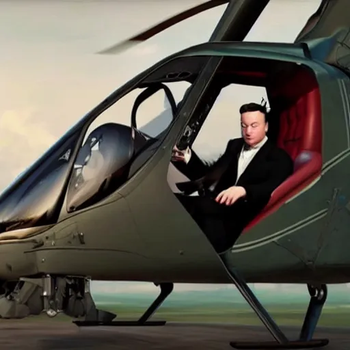 Image similar to elon musk driving a helicopter in war thunder