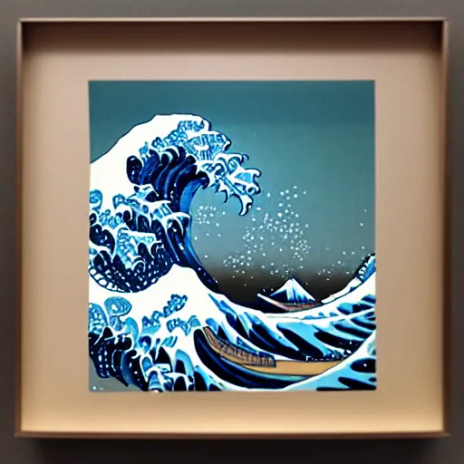 Prompt: the great wave made of spaghetti