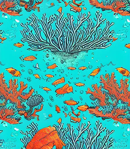 Image similar to Underwater coral by James Jean and dan mumford and strongstufftom