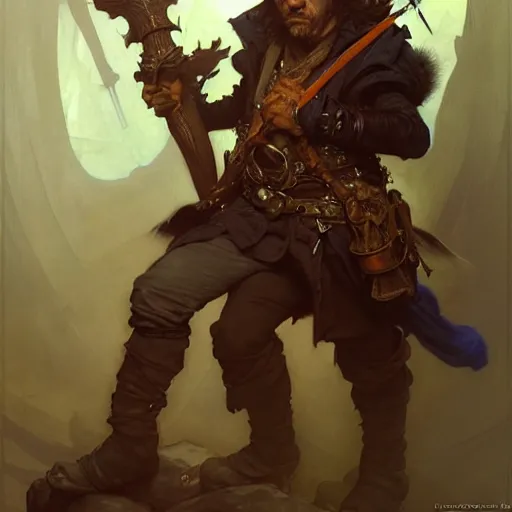 Image similar to highly detailed portrait of a poor rogue in the form of a beautiful male halfling. d & d. art by donato giancola, eugene delacroix, ruan jia, carl larsson, peter mohrbacher. trending on artstation, intricate details, energetic composition, concept art, illustration, elegant art, global illumination