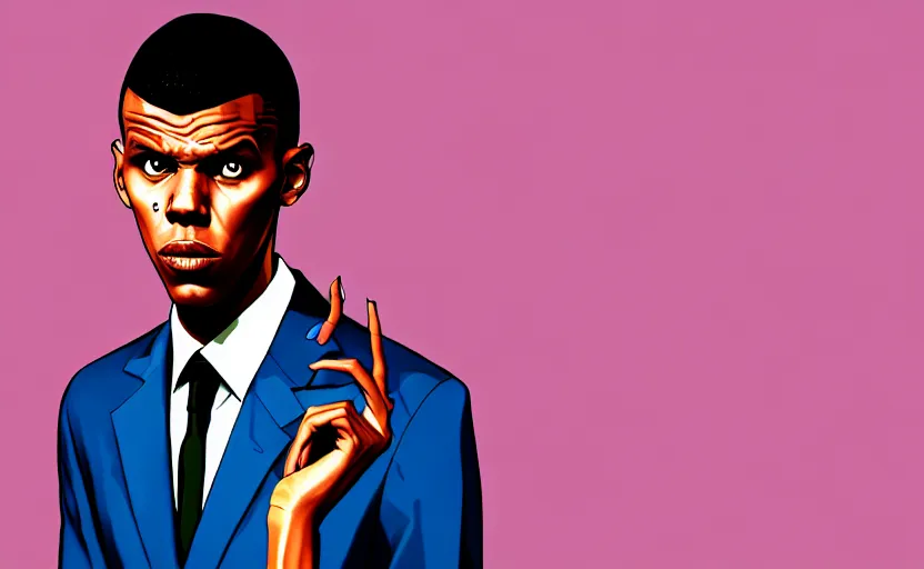 Image similar to Stromae in GTA V loading screen by Stephen Bliss, outline, centered, covert art, GTA