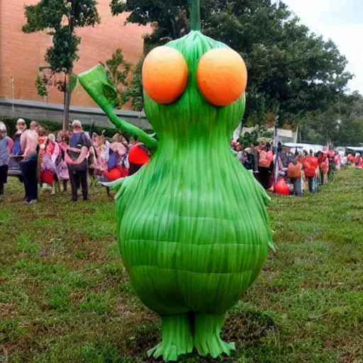 Image similar to Lovecraftian Giant Onion worshipped by a cult, communist propaganda