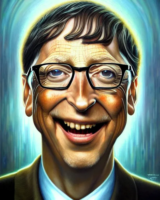 Image similar to detailed portrait of bill gates cheese!! grater!!! shredded by tomasz alen kopera and peter mohrbacher and johanna martine! and margaret keane! coherent luminescent